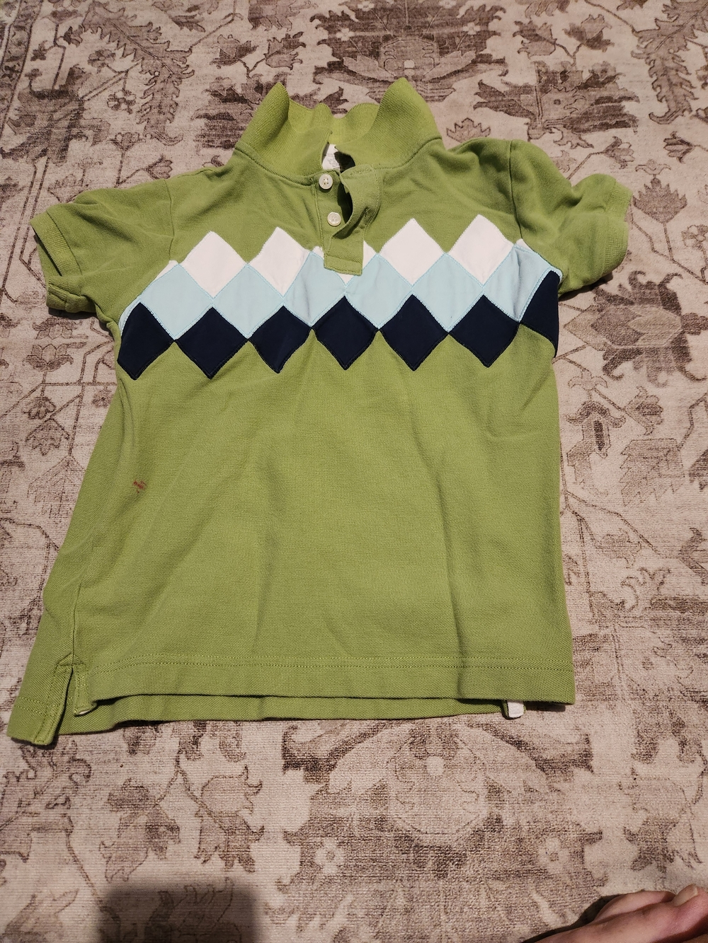 Crazy 8 Lime Green Argyle Polo with Blue and White Diamonds